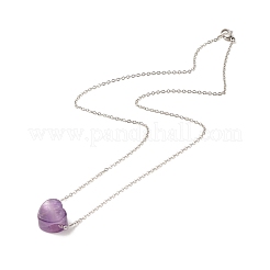 Natural Gemstone Heart Pendant Necklace with 304 Stainless Steel Cable Chains for Women&nbsp;NJEW-JN03852-02