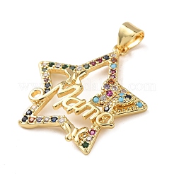 Mother's Day Charms Brass Micro Pave Colorful Cubic Zirconia Pendants&nbsp;KK-B185-01G-04