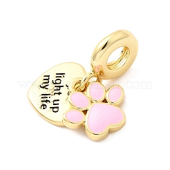Brass Pink Enamel European Dangle Charms&nbsp;KK-F904-16G