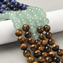 Chakra Natural Red Jasper & Yellow Jade & Green Aventurine & Tiger Eye & Sodalite & Amethyst Beads Strands&nbsp;G-NH0002-E02-8mm
