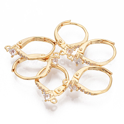 Brass Cubic Zirconia Leverback Earring Findings&nbsp;KK-S340-41G