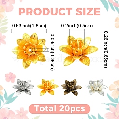 20Pcs 4 Colors 3D Brass Bead Caps&nbsp;KK-YW0004-73
