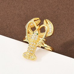 Brass Micro Pave Cubic Zirconia Cuff Rings&nbsp;LS-RJEW-C145-01A-G