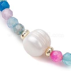 8mm Faceted Round Natural Agate(Dyed & Heated) Beaded Stretch Bracelets&nbsp;BJEW-JB10479