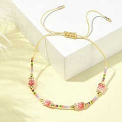 Glass Seed Column Link Bracelet&nbsp;BJEW-MZ00030-02