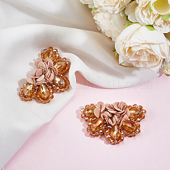 2Pcs Flower Glass & Cloth Shoe Buckle Clips&nbsp;HJEW-ME00092