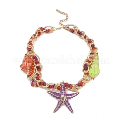 Beach Ocean Style Alloy Enamel Pendant Necklaces for Women&nbsp;NJEW-K384-01