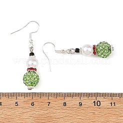 Christmas Handmade Polymer Clay Rhinestone Dangle Earrings&nbsp;EJEW-JE07518-02