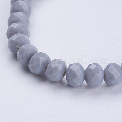 Opaque Solid Color Crystal Glass Beaded Stretch Bracelets&nbsp;BJEW-JB03498-03