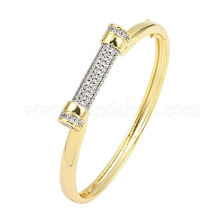Brass Micro Pave Clear Cubic Zirconia Bangles for Women&nbsp;BJEW-D368-01G