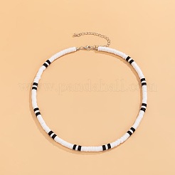 Bohemian Black and White Polymer Clay Heishi Beaded Necklaces for Men&nbsp;DR8717