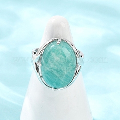 Natural Amazonite Adjustable Finger Rings&nbsp;RJEW-A097-01P