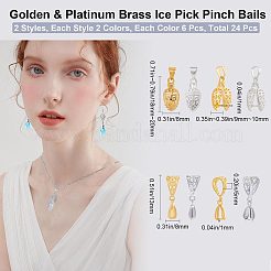24Pcs 4 Style Filigree Rack Plating Brass Pendant Pinch Bails&nbsp;KK-BBC0005-85