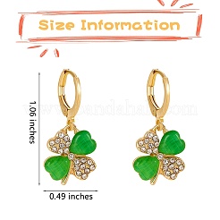 Four Leaf Clover Hoop Earrings Alloy Huggie Hoop Earrings Green Shamrock Hoop Earrings Rhinestone Hoop Earrings St Patrick's Day Ear Jewelry Gift for Women&nbsp;JE1083A