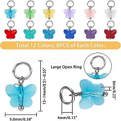 96Pcs 12 Colors Faceted Transparent Glass Charms&nbsp;GLAA-FH0001-50