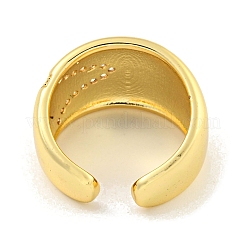 Brass Micro Pave Clear Cubic Zirconia Open Cuff Ring for Women&nbsp;RJEW-M173-13A-G