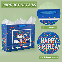 Happy Birthday Rectangle Paper Gift Tote Bags&nbsp;ABAG-WH20001-15B