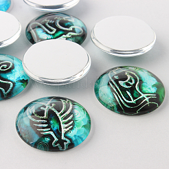 Constellation/Zodiac Sign Printed Glass Cabochons&nbsp;GGLA-A002-25mm-EE