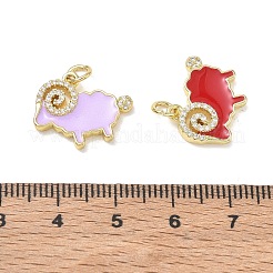 Brass Micro Pave Clear Cubic Zirconia with Enamel Pendants&nbsp;KK-CBAD872-16G