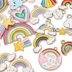 25Pcs 25 Style Light Gold Alloy Enamel Pendants&nbsp;ENAM-YW0001-82