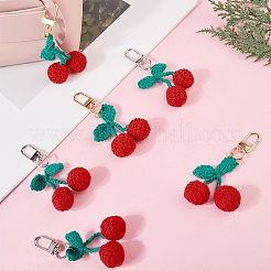 4Pcs 2 Colors Cherry Wool Knitting Pendant Decorations&nbsp;HJEW-CP0001-19