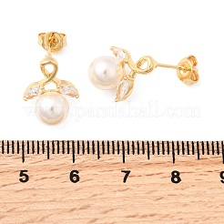 Horse Eye with Round Brass Micro Pave Clear Cubic Zirconia Stud Earrings&nbsp;EJEW-A135-27G