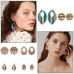 12Pcs 6 Style Resin & Walnut Wood Pendants&nbsp;RESI-PH0001-40
