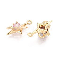 Brass Pave Cubic Zirconia Pendants&nbsp;KK-T074-103G