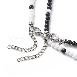2Pcs 2 Colors Alloy Enamel Gossip/Yin Yang Matching Pendant Necklaces Set&nbsp;NJEW-JN04089