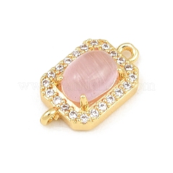 Brass Micro Pave Clear Cubic Zirconia Connector Charms&nbsp;CU-CBAFB7D-04G