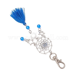 Natural & Dyed Malaysia Jade Bead & Alloy Pendant Decoration&nbsp;HJEW-JM02937-04