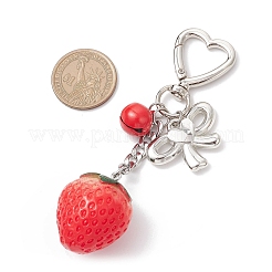 4Pcs Strawberry Resin Pendant Decorations&nbsp;HJEW-JM03855