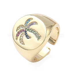 Brass Micro Pave Cubic Zirconia Adjustable Cuff Rings&nbsp;RJEW-C131-05G