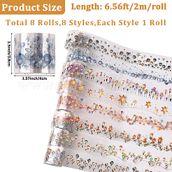 8 Rolls 8 Colors PET Self-Adhesive Paper Decorative Stickers&nbsp;DIY-CP0012-91