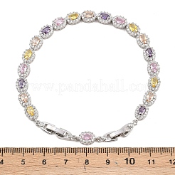 Platinum Tone Brass Micro Pave Cubic Zirconia Tennis Bracelets&nbsp;BJEW-B160-02P-03