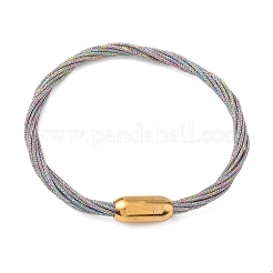 304 Stainless Steel with Polyester Metallic Cord Bracelets for Women&nbsp;BJEW-Z145-01G-28