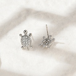 Brass Micro Pave Clear Cubic Zirconia Stud Earrings&nbsp;EJEW-R016-26P-03
