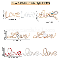 16Pcs 8 Style Alloy Rhinestone Cabochons&nbsp;AJEW-PH0003-21