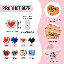 16Pcs 8 Colors Handmade Porcelain Beads&nbsp;PORC-TA0001-57