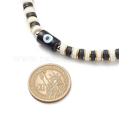 4Pcs 4 Color Lampwork Evil Eye & Polymer Clay Heishi Beaded Necklaces Set&nbsp;NJEW-JN04082