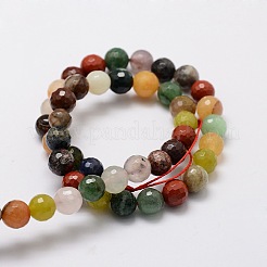 Faceted Round Natural Assorted Gemstone Bead Strands&nbsp;G-L437-44-8mm