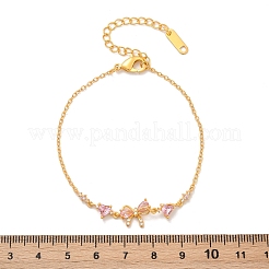 Brass Micro Pave Cubic Zirconia Link Bracelets&nbsp;BJEW-Z122-01G