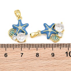 Brass Micro Pave Clear Cubic Zirconia Pendants&nbsp;CU-CBA9AB3-04G-01