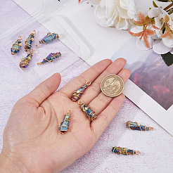 10Pcs Electroplated Raw Rough Natural Quartz Crystal Copper Wire Wrapped Pendants&nbsp;FIND-FH0009-12A