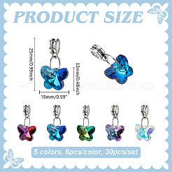 30Pcs 6 Colors Glass European Dangle Charms&nbsp;PALLOY-PH01836