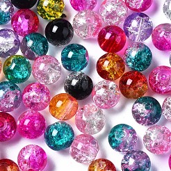 Transparent Crackle Baking Paint Glass Beads&nbsp;DGLA-N033-10