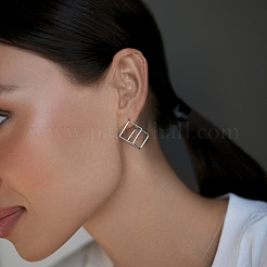 S925 Silver Geometric Square Triangle Earrings Minimalist Elegant Stylish Jewelry for Women&nbsp;GU8226-1