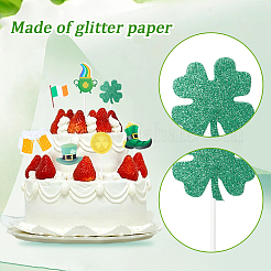 Saint Patrick's Day Clover Paper Cake Toppers&nbsp;AJEW-WH20022-29A