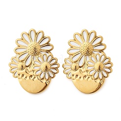 Flower 304 Stainless Steel Stud Earrings&nbsp;EJEW-V016-10G-02