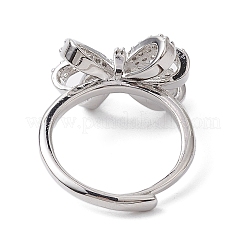 Rack Plating Brass Micro Pave Cubic Zirconia Adjustable Finger Rings&nbsp;RJEW-H224-03P